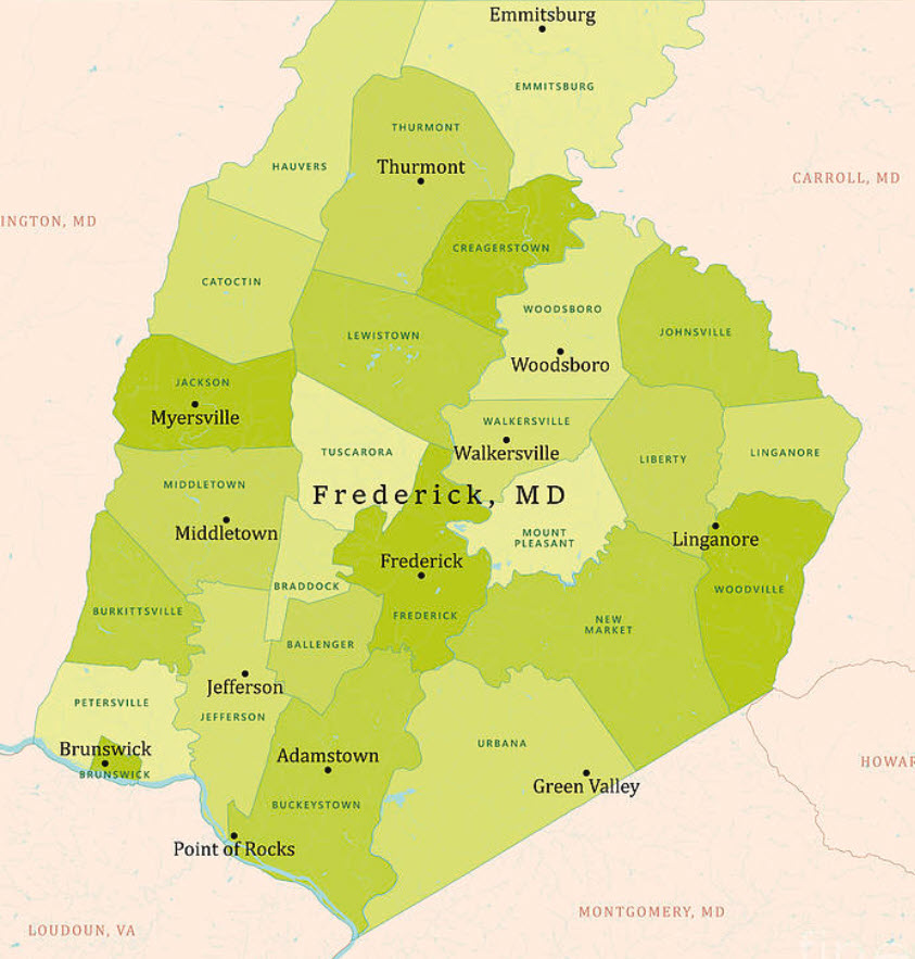 Frederick County MD map