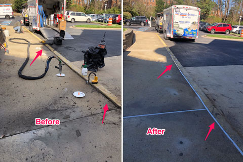 poly concrete jacking equipment lifting sunken concrete slab