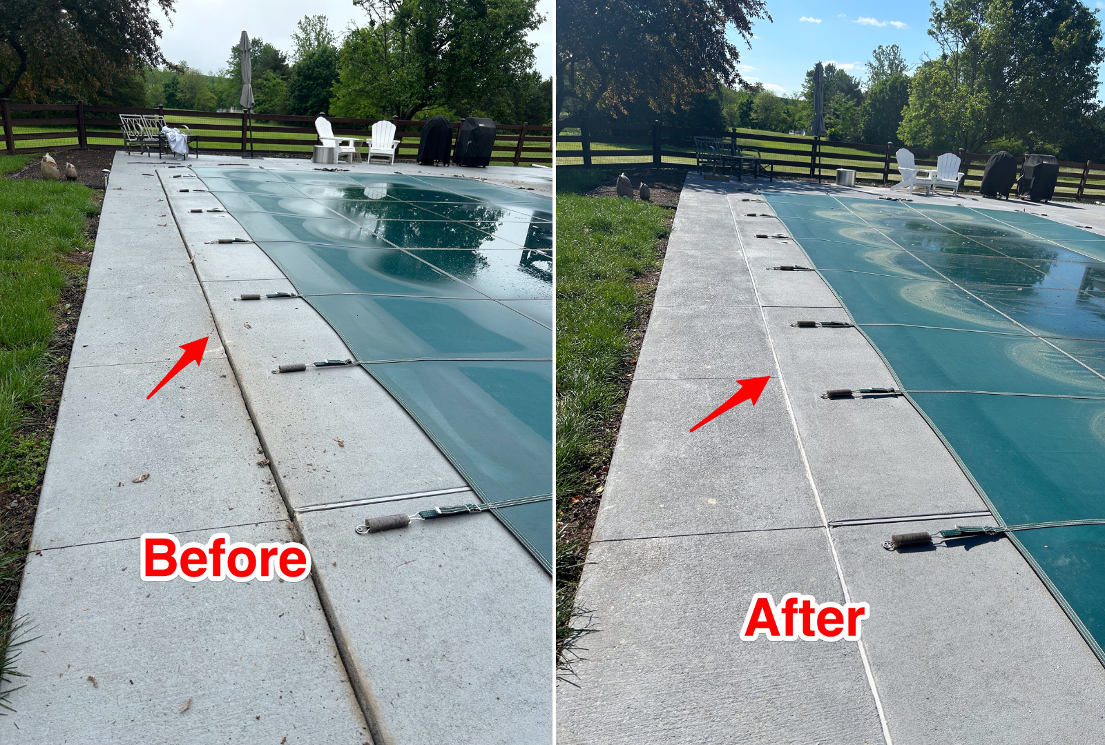 repairing uneven pool deck using polyurethane concrete leveling