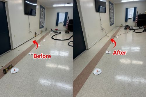 Before and after concrete leveling service in Maryland showing lifted and stabilized surface